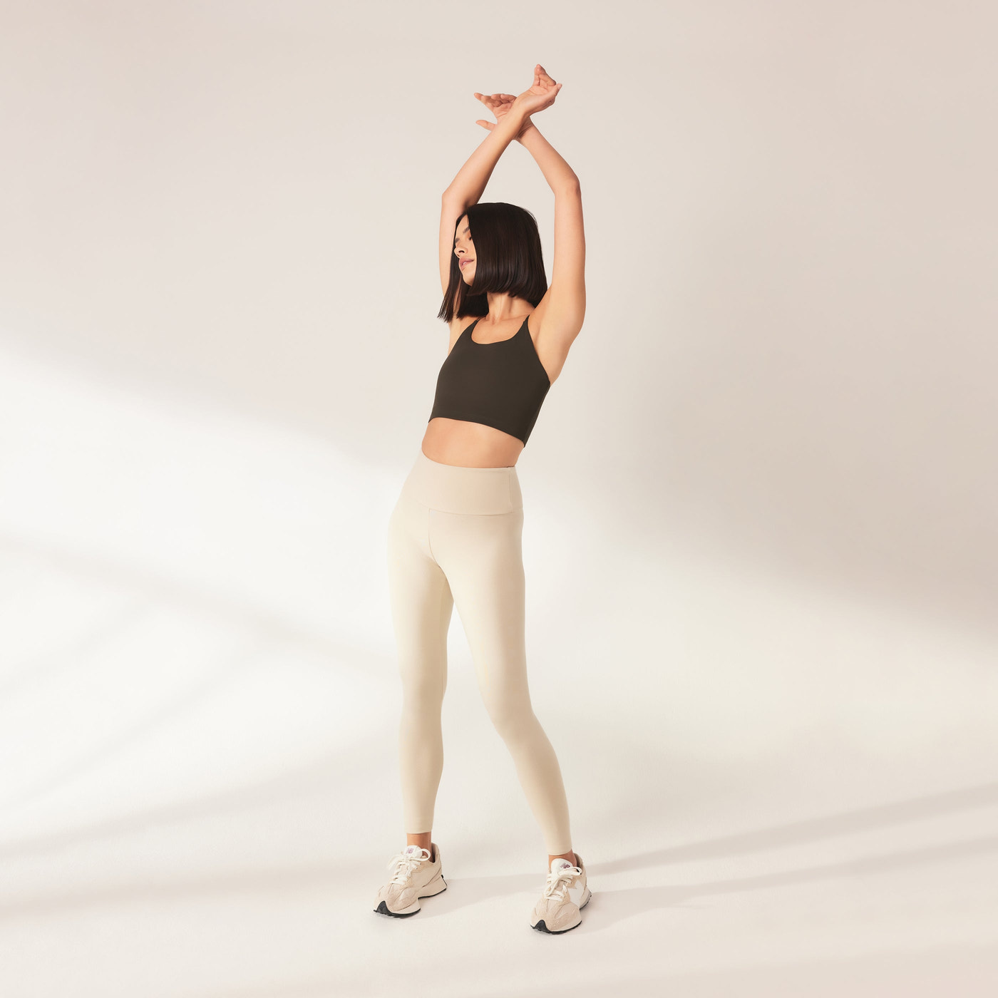 Curve Lightweight Everyday High Waisted Leggings - Natural Beige