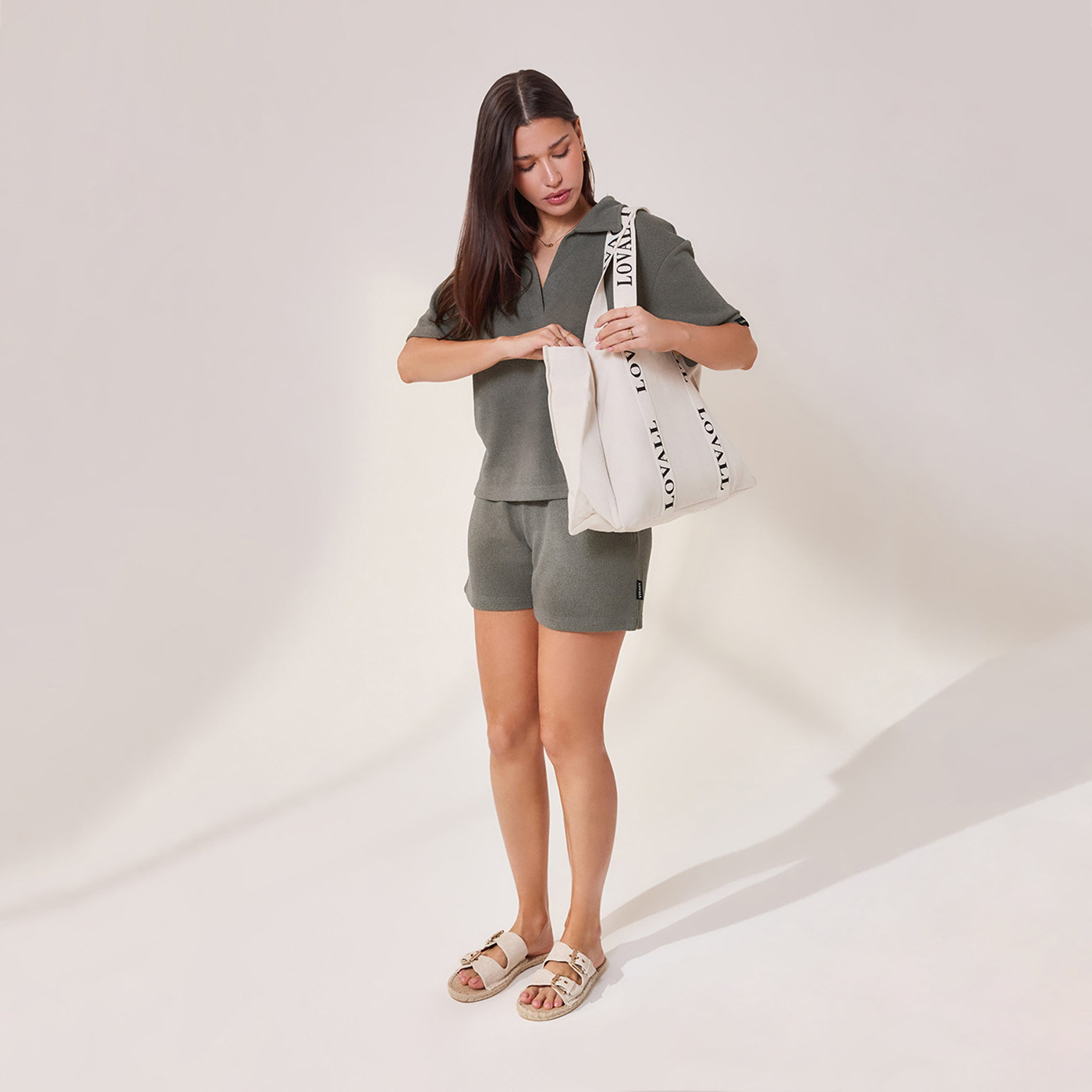 Lightweight Collared Knit Set - Slate Green