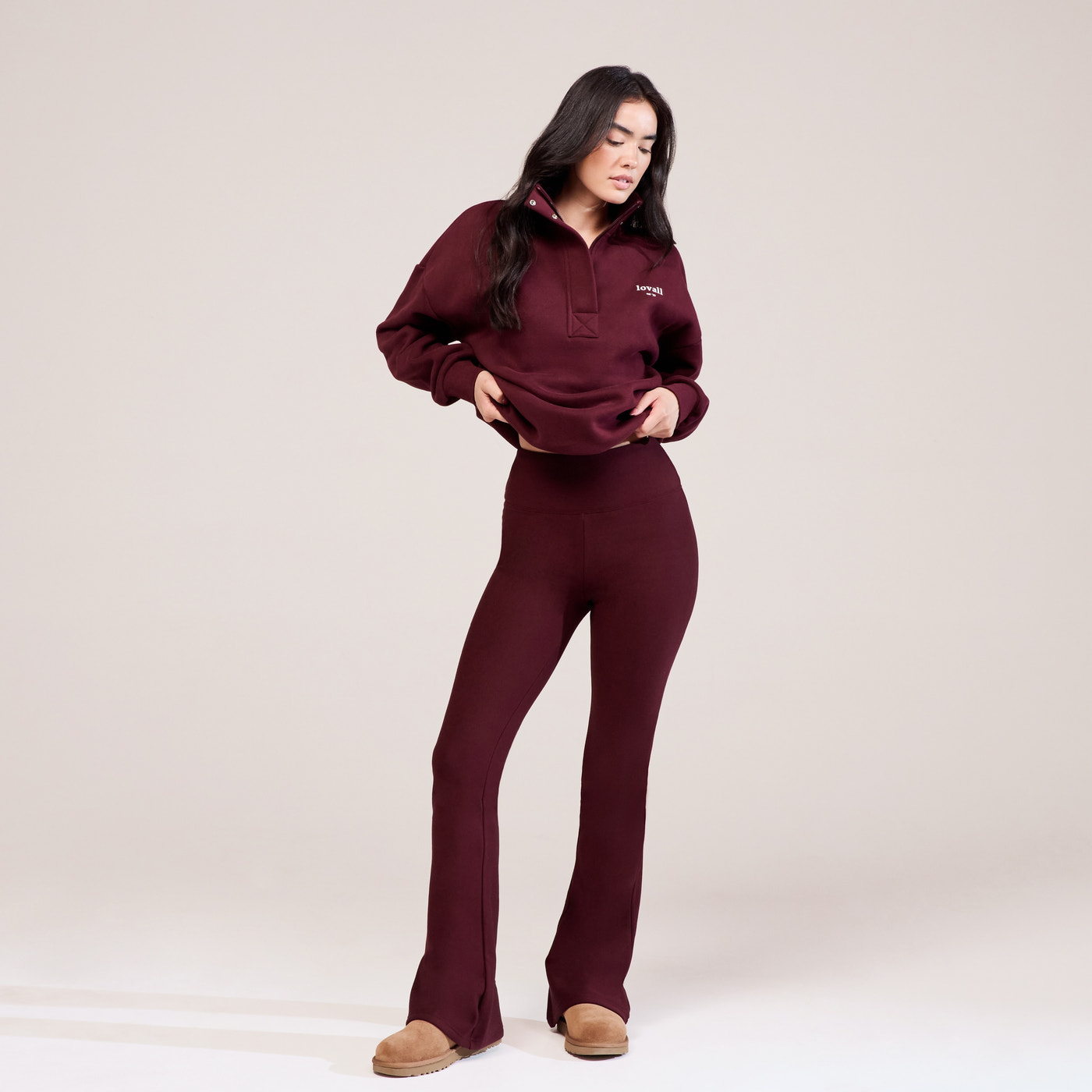 Curve Winter Flare Leggings - Burgundy