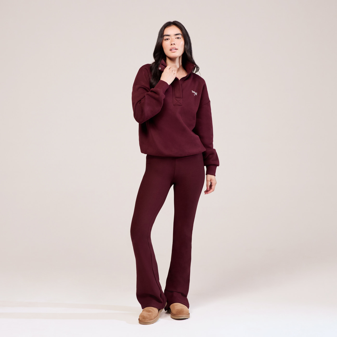 Curve Winter Flare Leggings - Burgundy