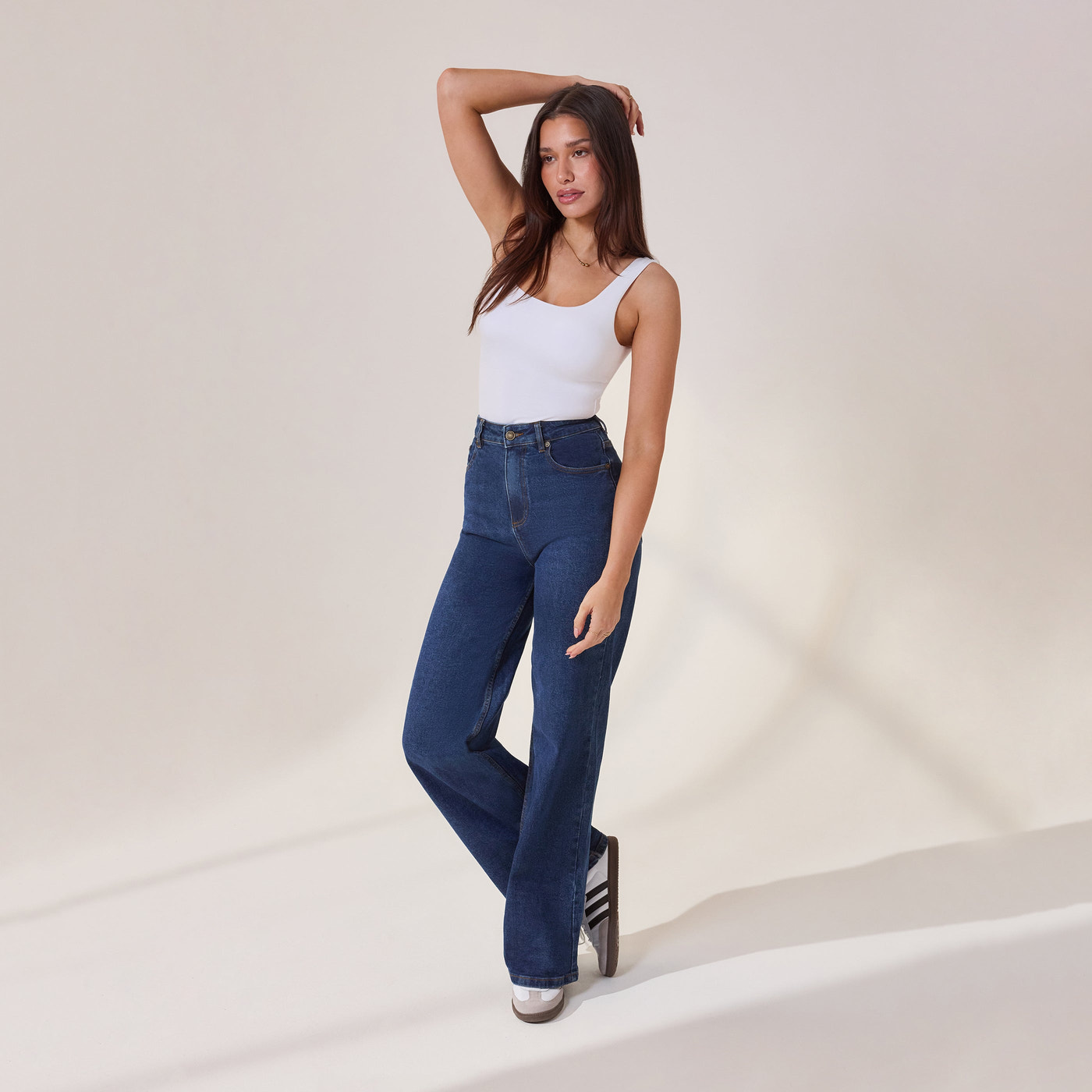 Curve Wide Leg Jeans - Dark Blue