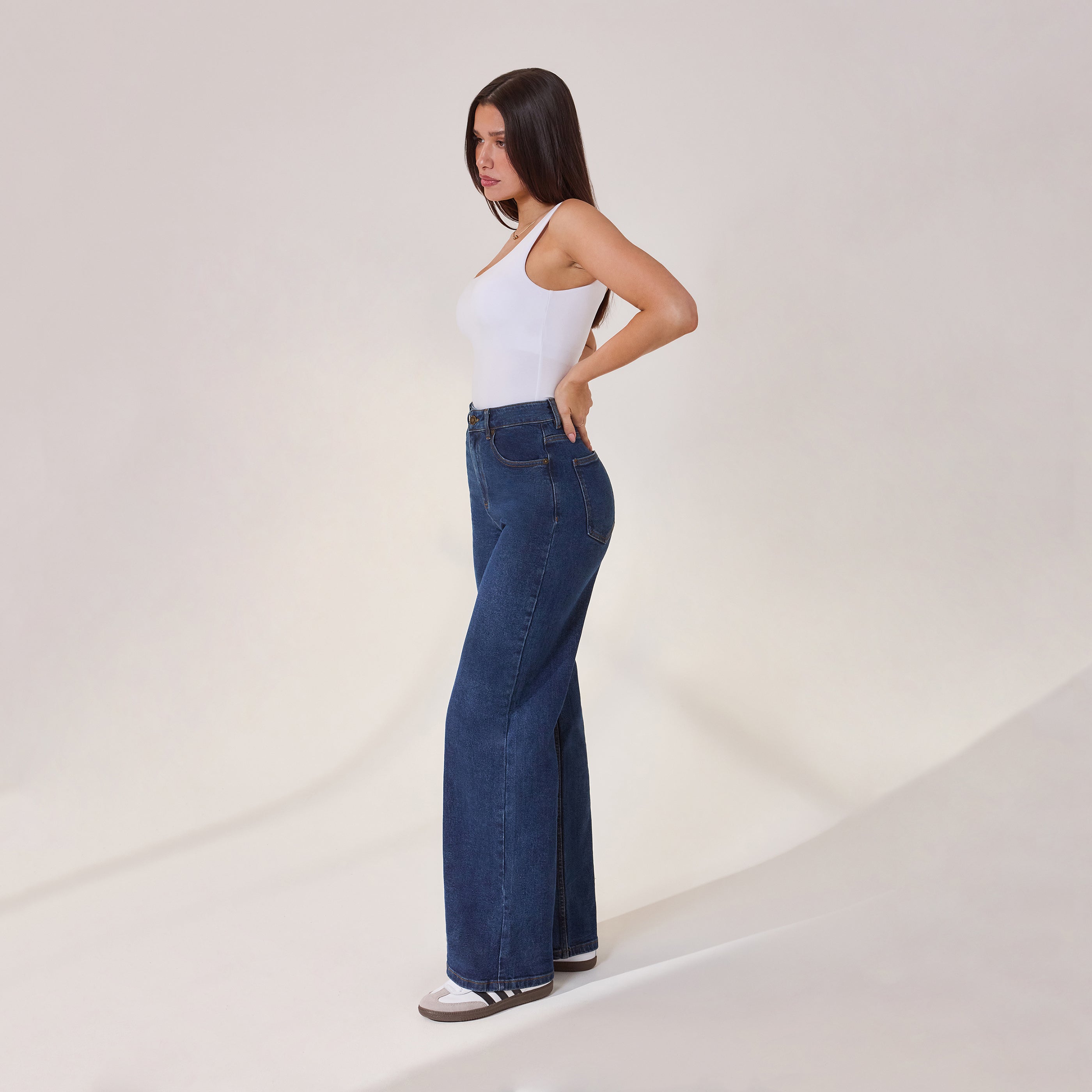 Wide Leg Jeans - Dark Blue