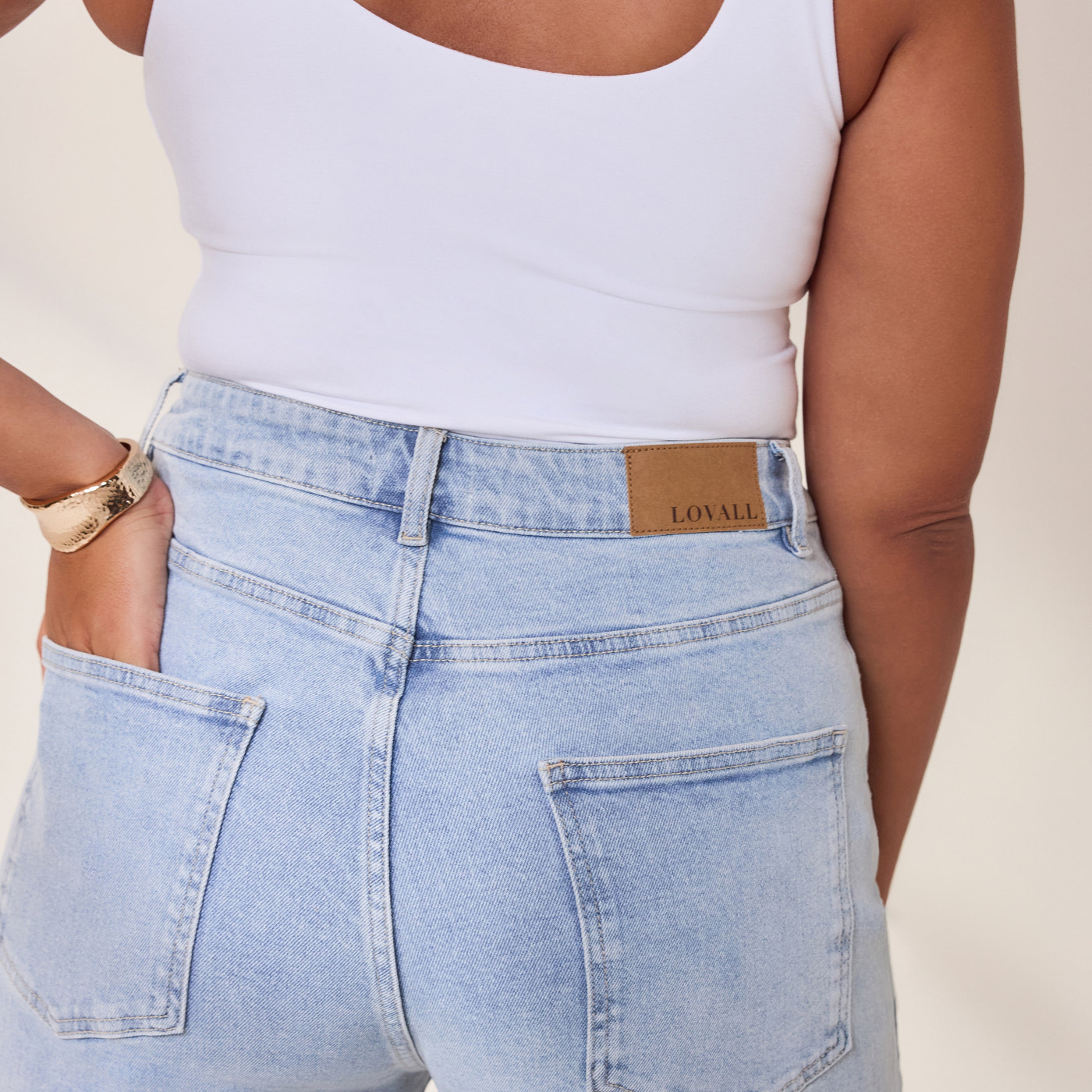 Curve Wide Leg Jeans - Light Bleach