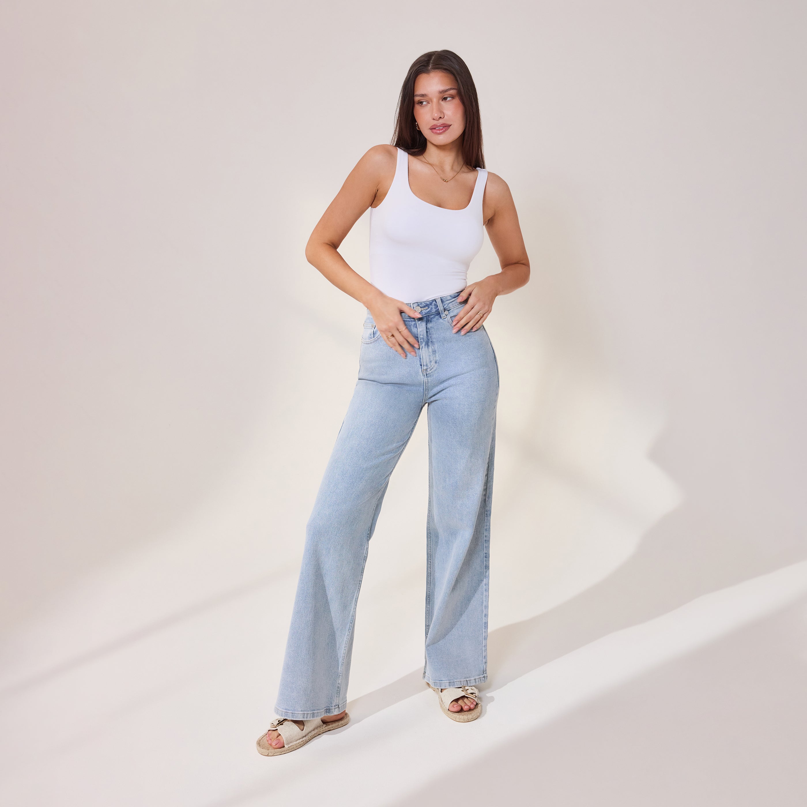 Wide Leg Jeans Light Bleach