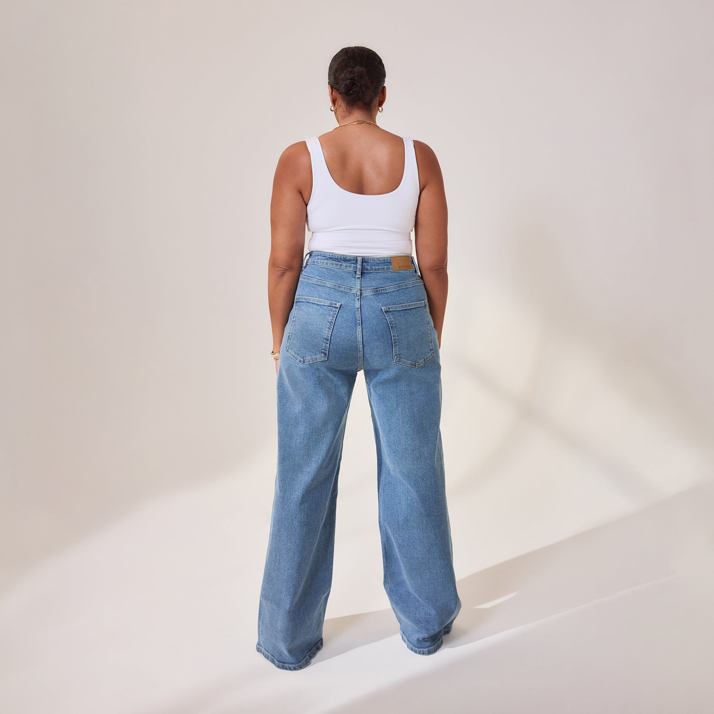 Curve Wide Leg Jeans - Mid Blue