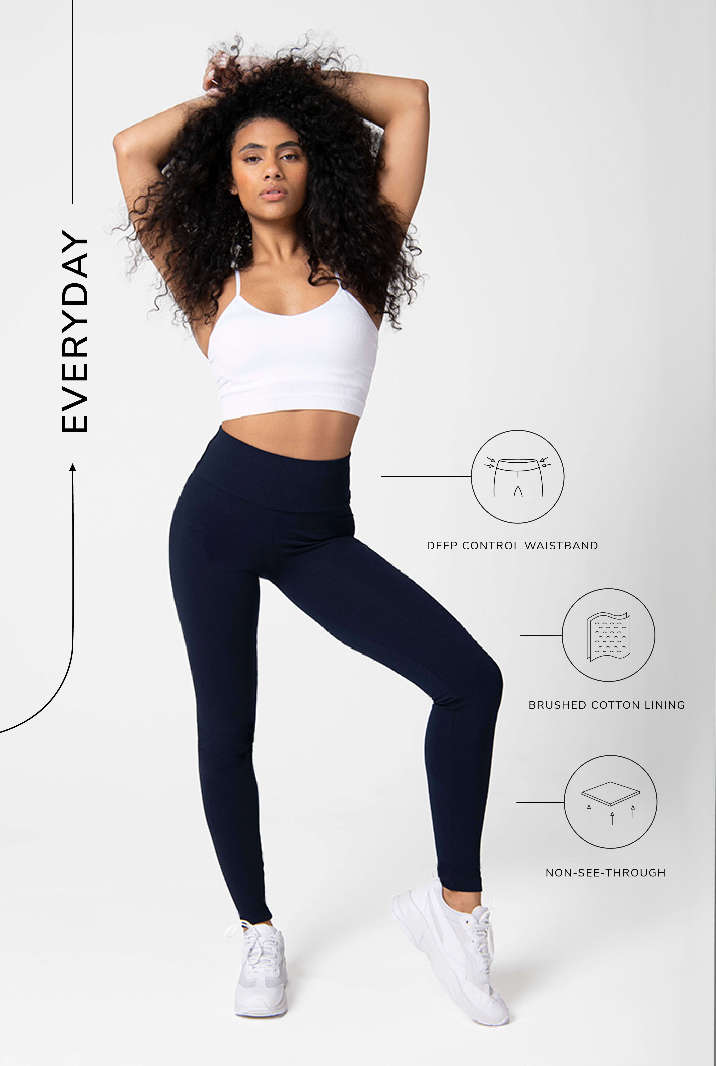 Navy Blue Classic High Waisted Leggings LOVALL