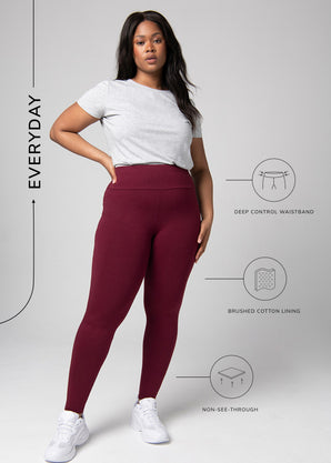 Everyday High Waisted Leggings - Burgundy