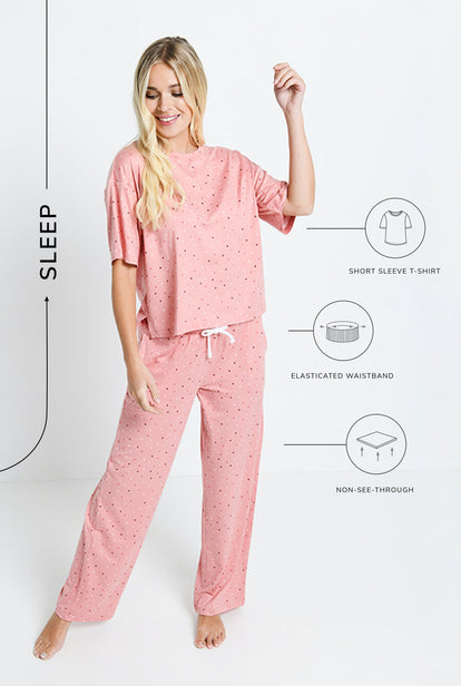 Soft Touch Pyjama Set - Pink Dot