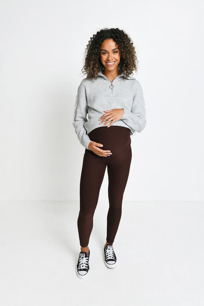 Shop Plain Wide Leg Maternity Treggings with Slit Detail Online