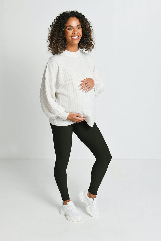 Maternity winter fleece-lined leggings