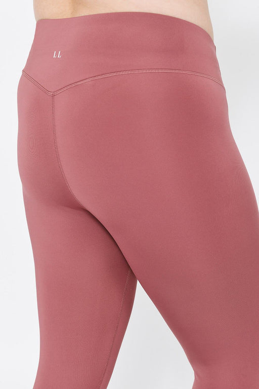 Curve Focus Cropped High Waisted Sports Leggings--Dusty Pink