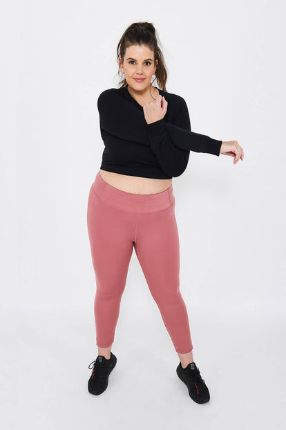 Curve Focus 7/8 High Waisted Sports Leggings - Dusty Pink