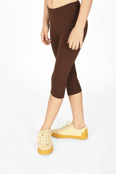 Everyday Cropped Childrens Leggings--Chocolate Brown