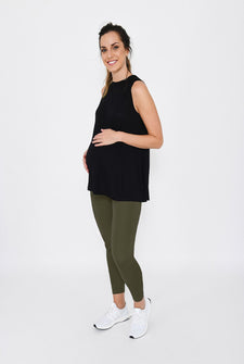 Maternity Focus 7/8 Sports Leggings - Olive Green
