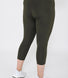 Curve Focus Cropped High Waisted Sports Leggings - Olive Green
