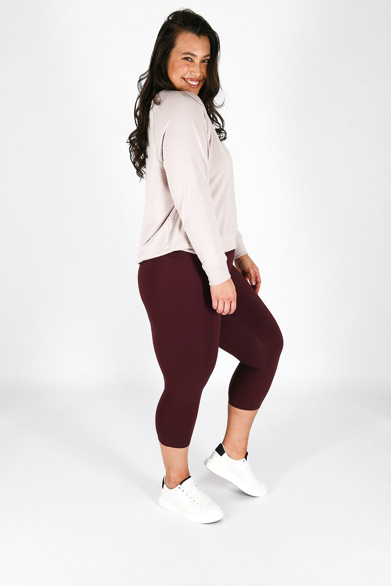 Curve Revitalise Cropped High Waisted Leggings--Winter Berry