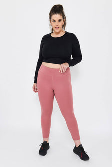 Curve Focus 7/8 High Waisted Sports Leggings - Dusty Pink