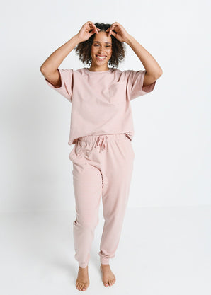 Brushed Cotton Pyjama Set - Dusty Pink
