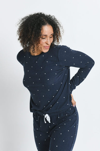 Super Soft Pyjama Set - Navy Hearts