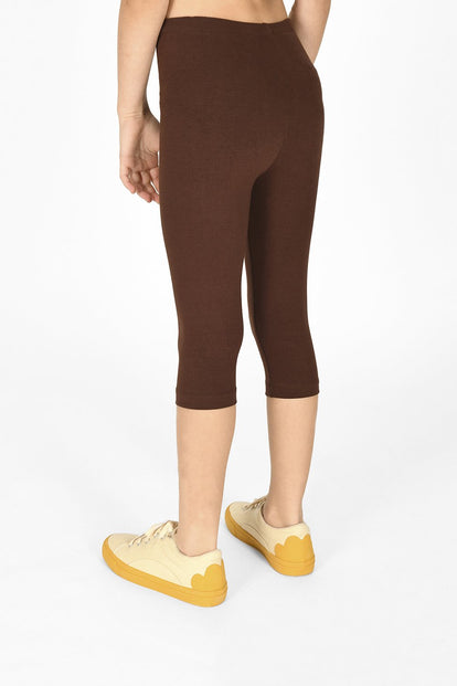 Everyday Cropped Childrens Leggings - Chocolate Brown