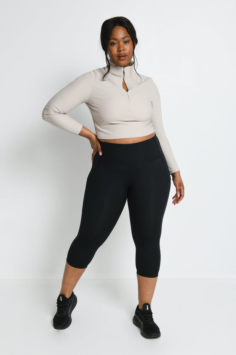 Curve Energise Midnight Black Cropped Sports Leggings