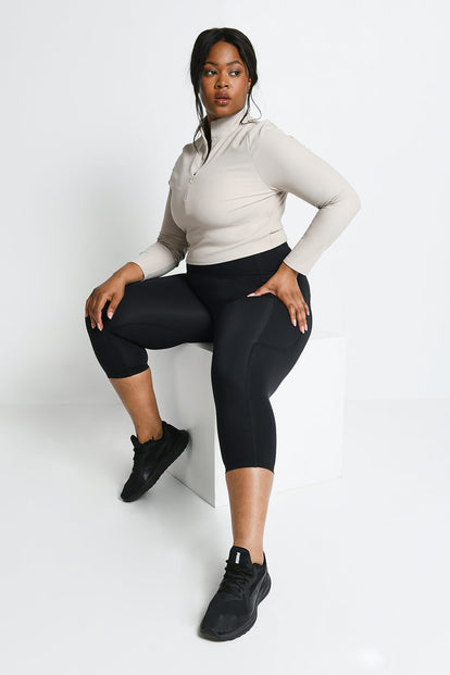Curve Energise Cropped Sports Leggings - Midnight Black