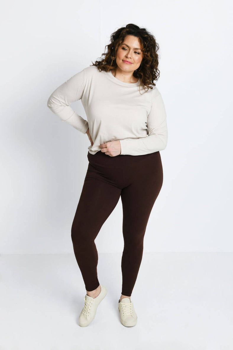 Curve Everyday High Waisted Leggings--Chocolate Brown