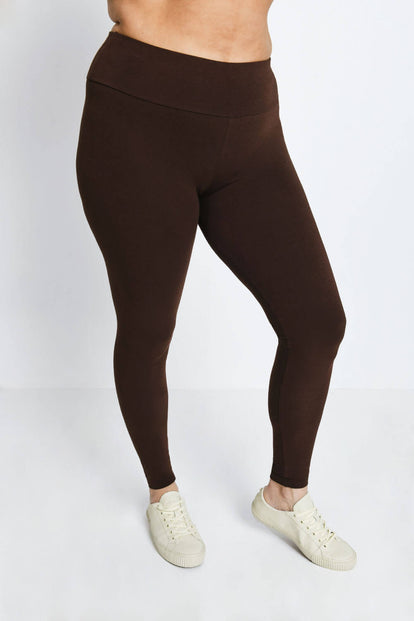 Plus Size Chocolate Brown Classic High Waisted Leggings