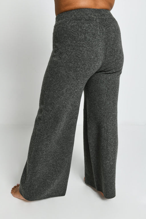 Curve Knit Wide Leg Lounge Trousers--Grey