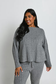 Curve Cable Knit Jumper - Grey