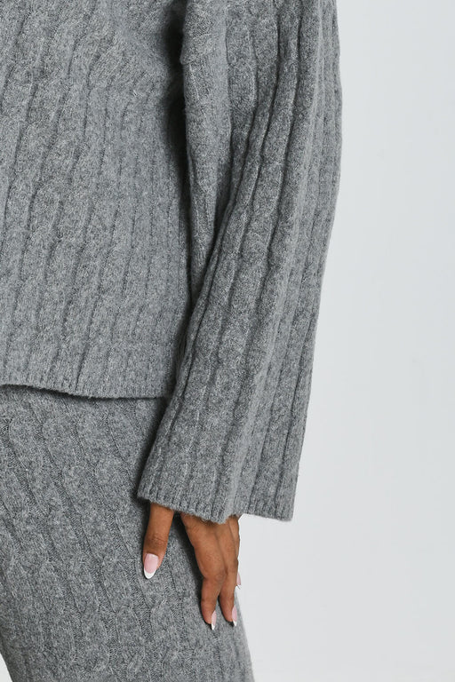 Curve Cable Knit Jumper--Grey
