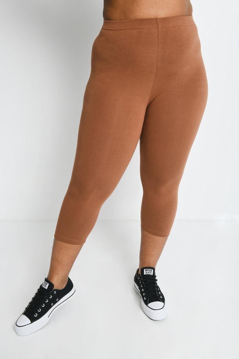 Curve Everyday Cropped Leggings--Mocha Brown