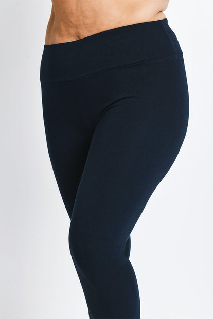 Plus Size Navy Blue Classic High Waisted Leggings
