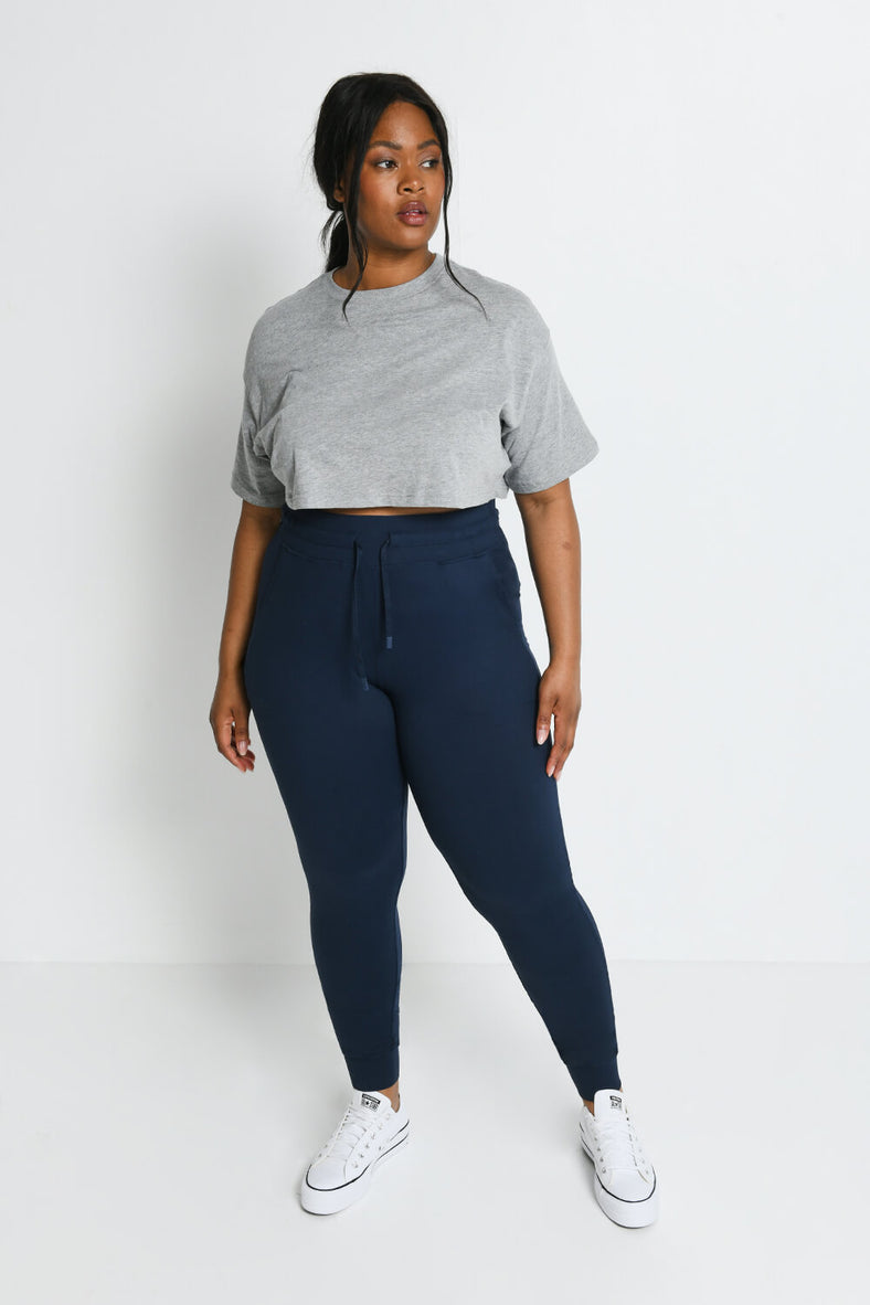 Curve Recharge High Waisted Joggers--Navy Blue