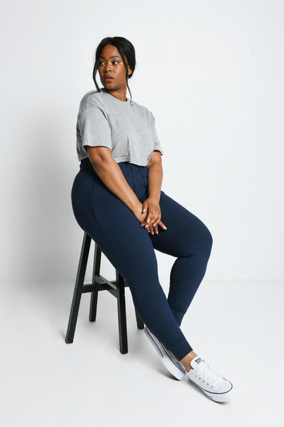 Curve Recharge High Waisted Joggers - Navy Blue