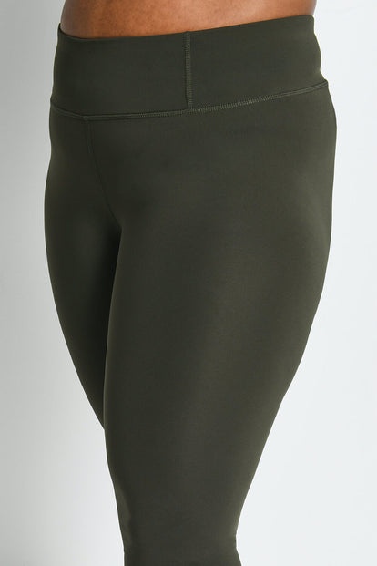 Curve Focus High Waisted Sports Leggings - Olive Green