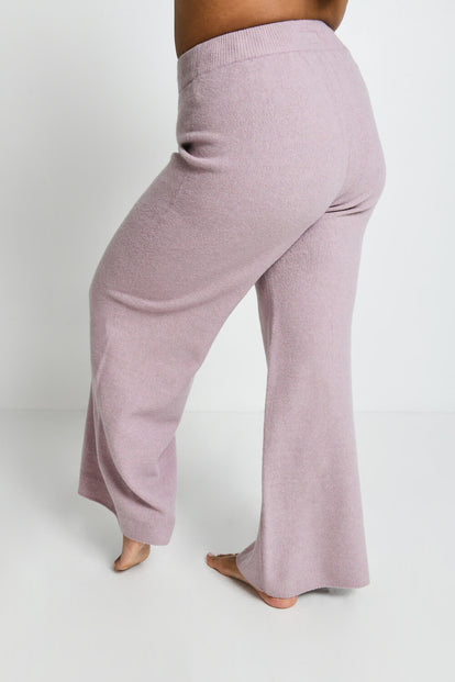 Curve Knit Wide Leg Lounge Trousers - Pink
