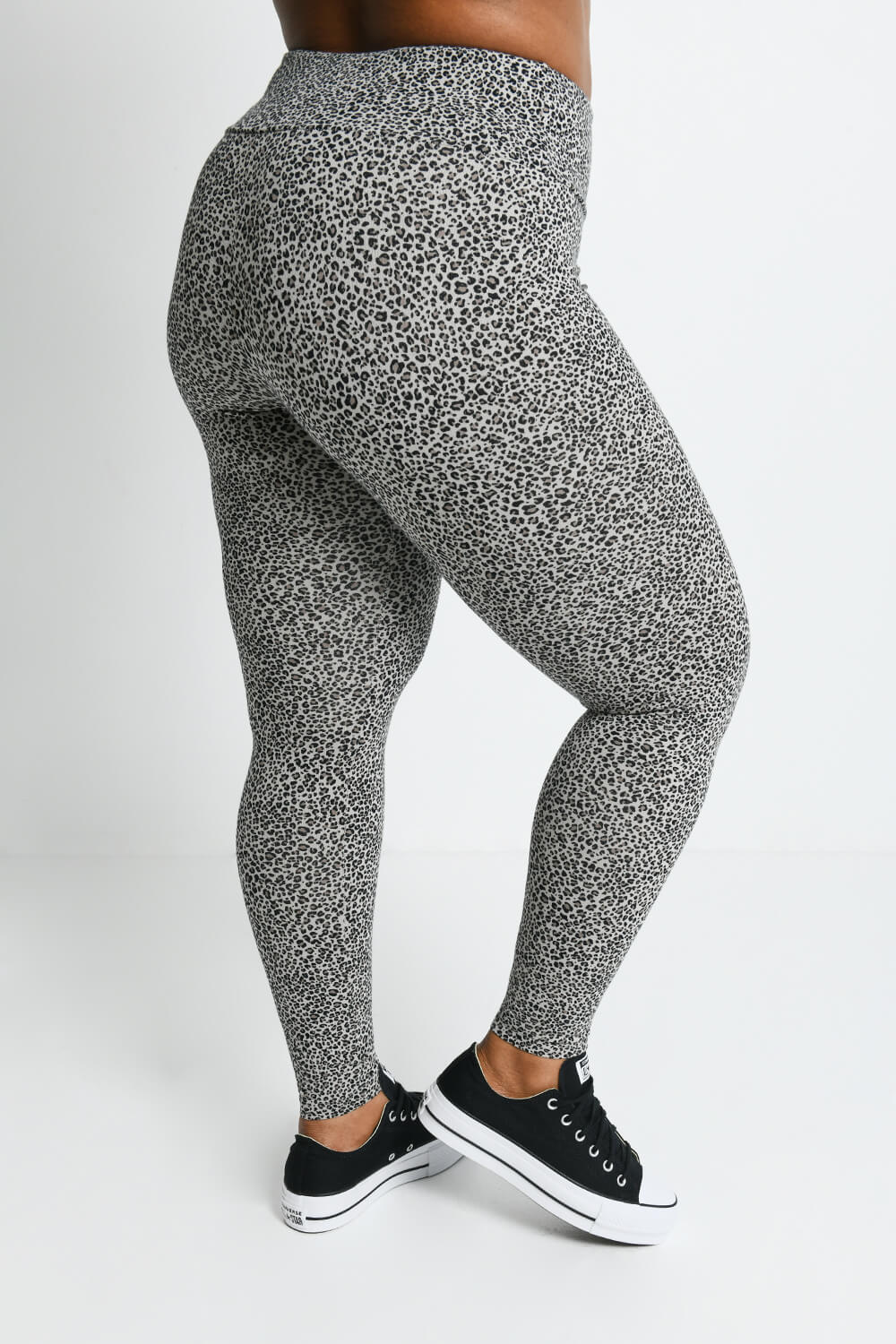Leopard Print Black Lace Trim Cut Out Knee Leggings – Just Your Average Gal