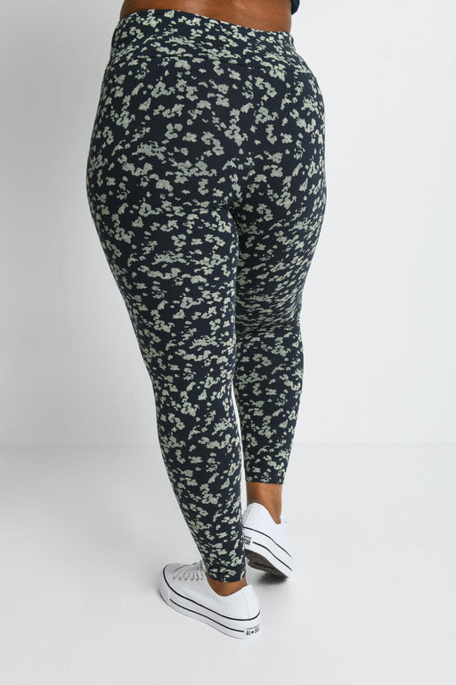 Curve Everyday High Waisted Leggings--Navy/Green Floral