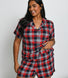 Curve Soft Touch Button Up Short Pyjama Set - Navy & Red Check