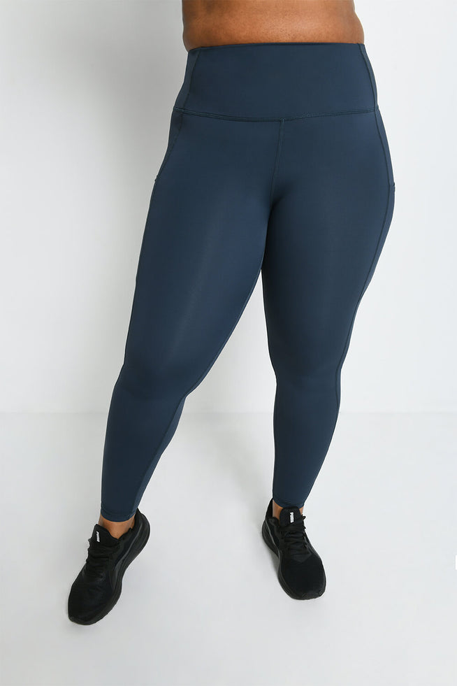 Zelos Curvy Womans Athletic Leggings Blue Multi Wide Waist Band Plus Size 1X