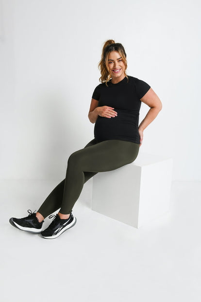 Maternity Focus Sports Leggings - Olive Green