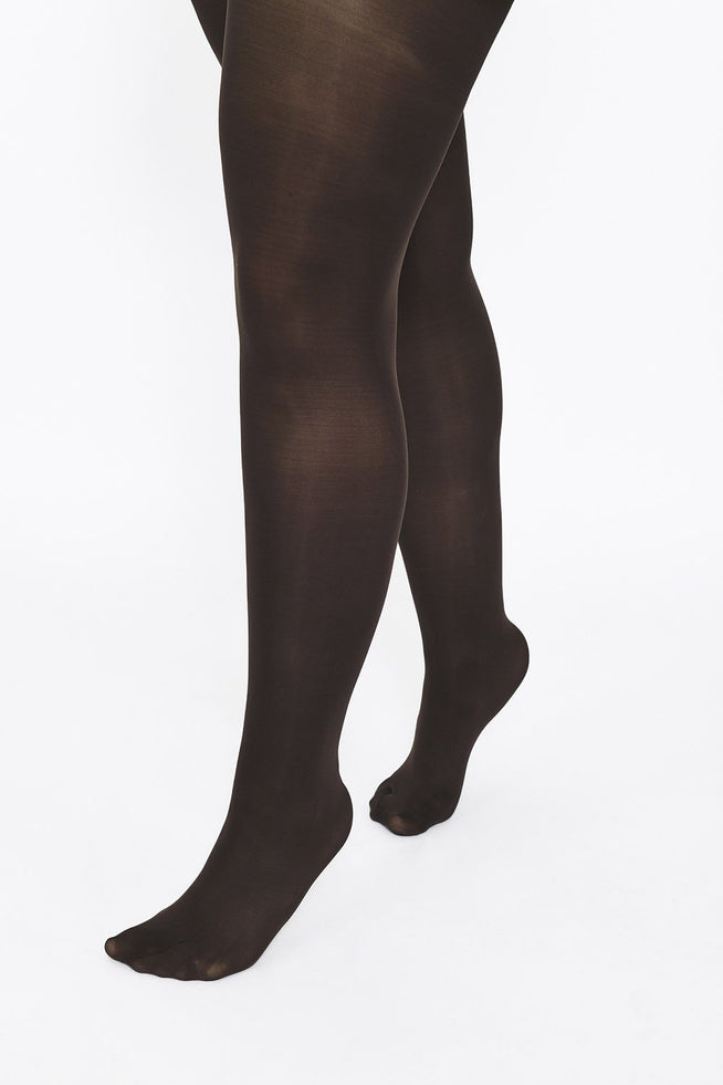 Plus Size Black on Light Beige Seamed Tights - sizes 12-20