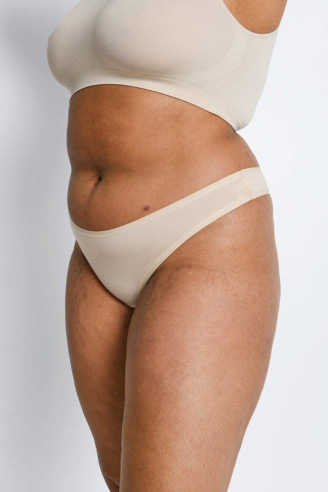 Curve Cotton Thongs 3 Pack--Beige