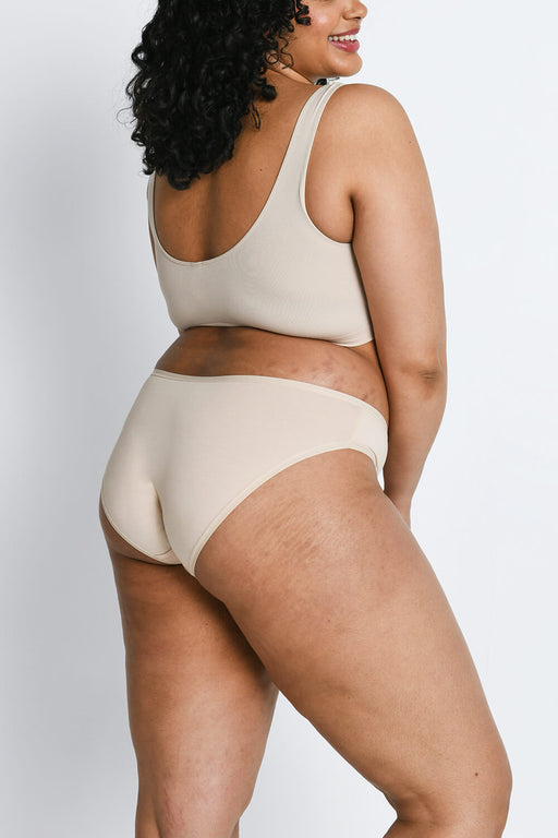 Curve Cotton High Leg Knickers 3 Pack--Beige