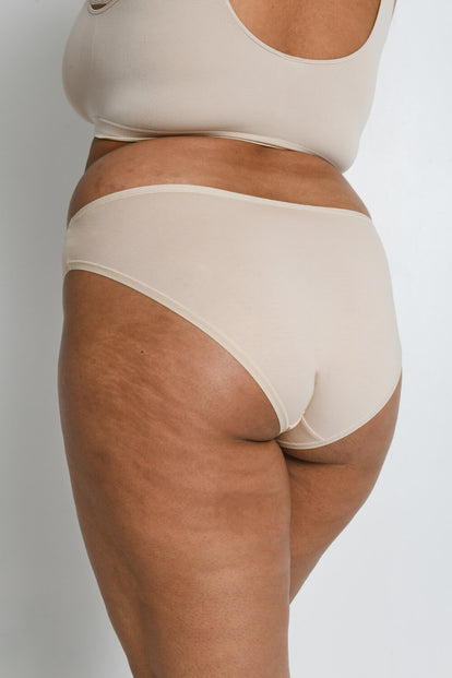 Curve Cotton High Leg Knickers 3 Pack - Beige