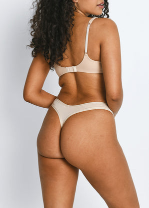 Cotton Thongs 3 Pack - Beige