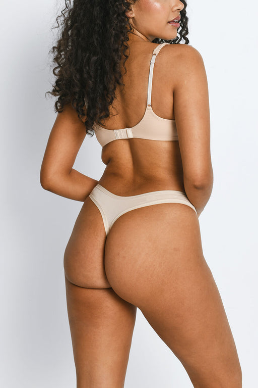 Cotton Thongs 3 Pack--Beige