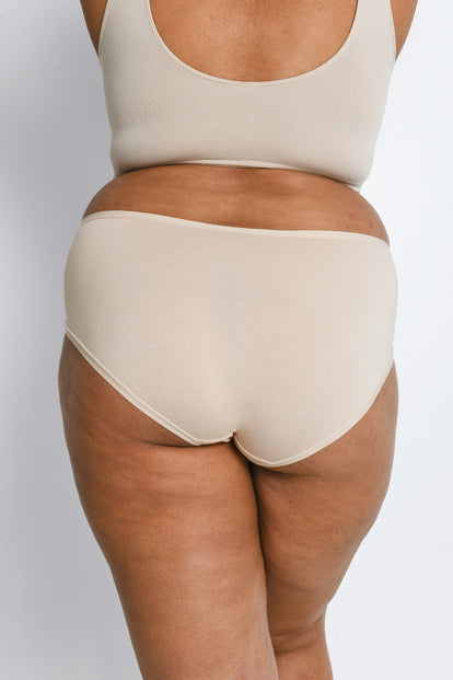 Curve Cotton Midi Knickers 3 Pack - Beige