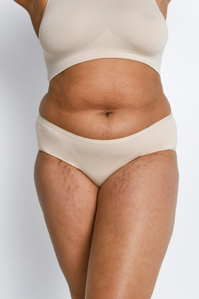 Curve Cotton Midi Knickers 3 Pack--Beige